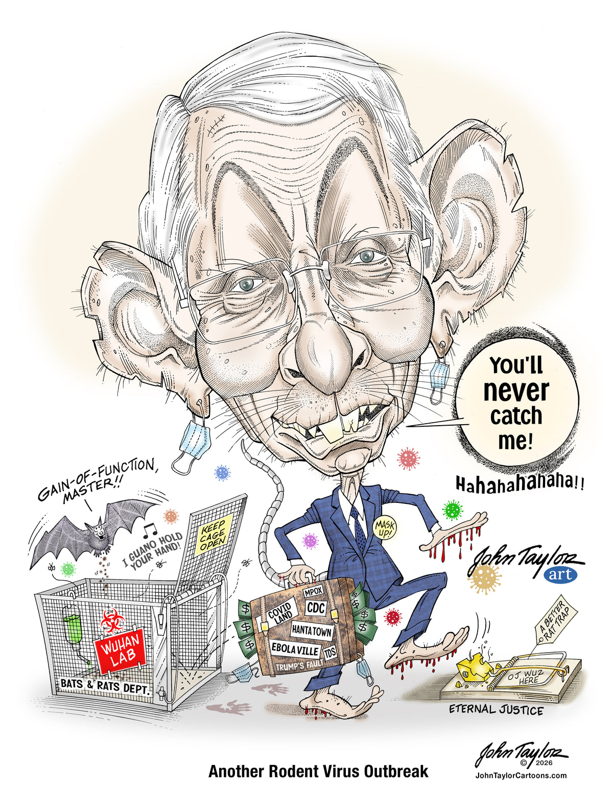 Dr. Anthony Fauci - 2026 Editorial Caricature - 11x14 - Easy Digital Download!