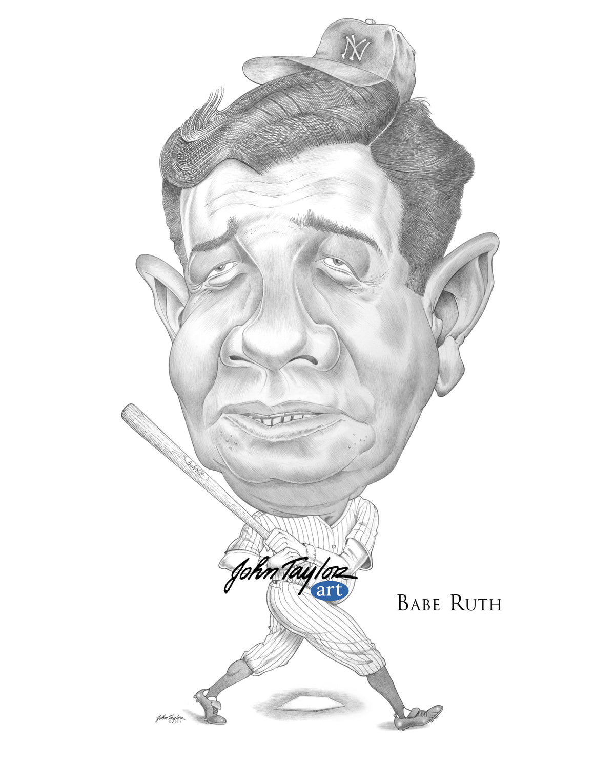 Babe Ruth Easy Draw Babe Ruth - 8x10 - Easy Digital Download! – John Taylor Art