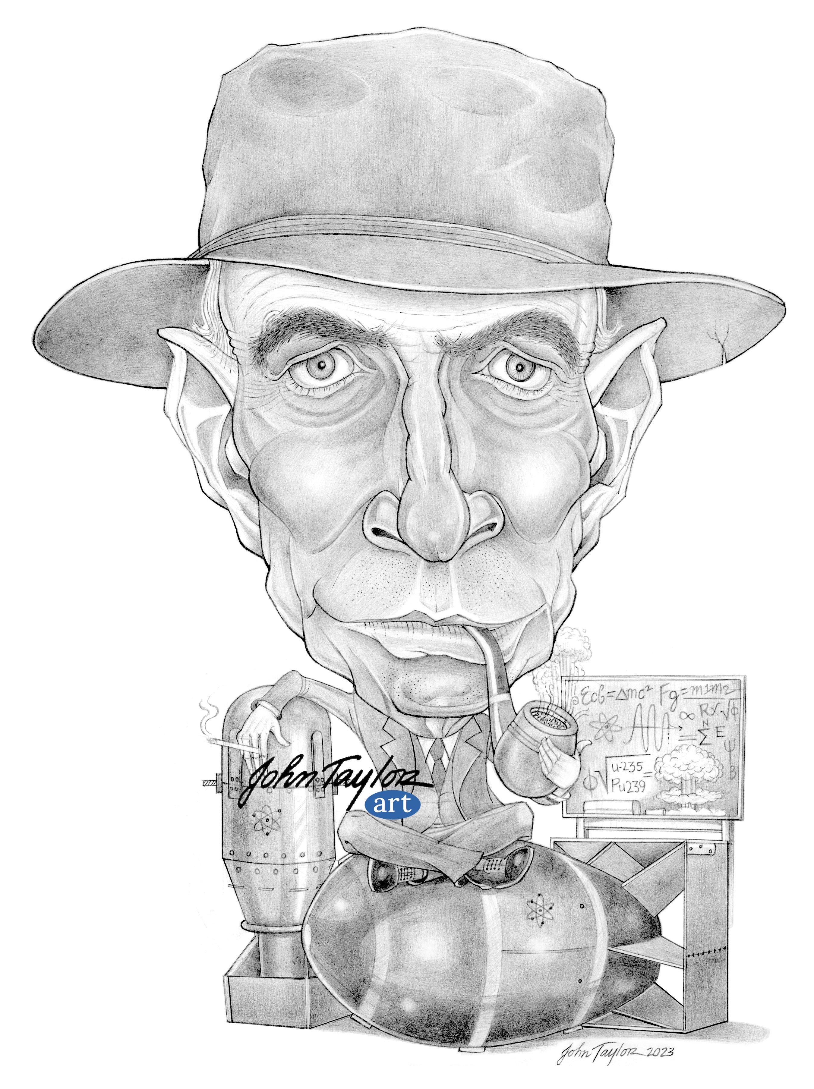 J. Robert Oppenheimer, Theoretical Physicist - 9x12 - GRAYSCALE - Easy Digital Download!
