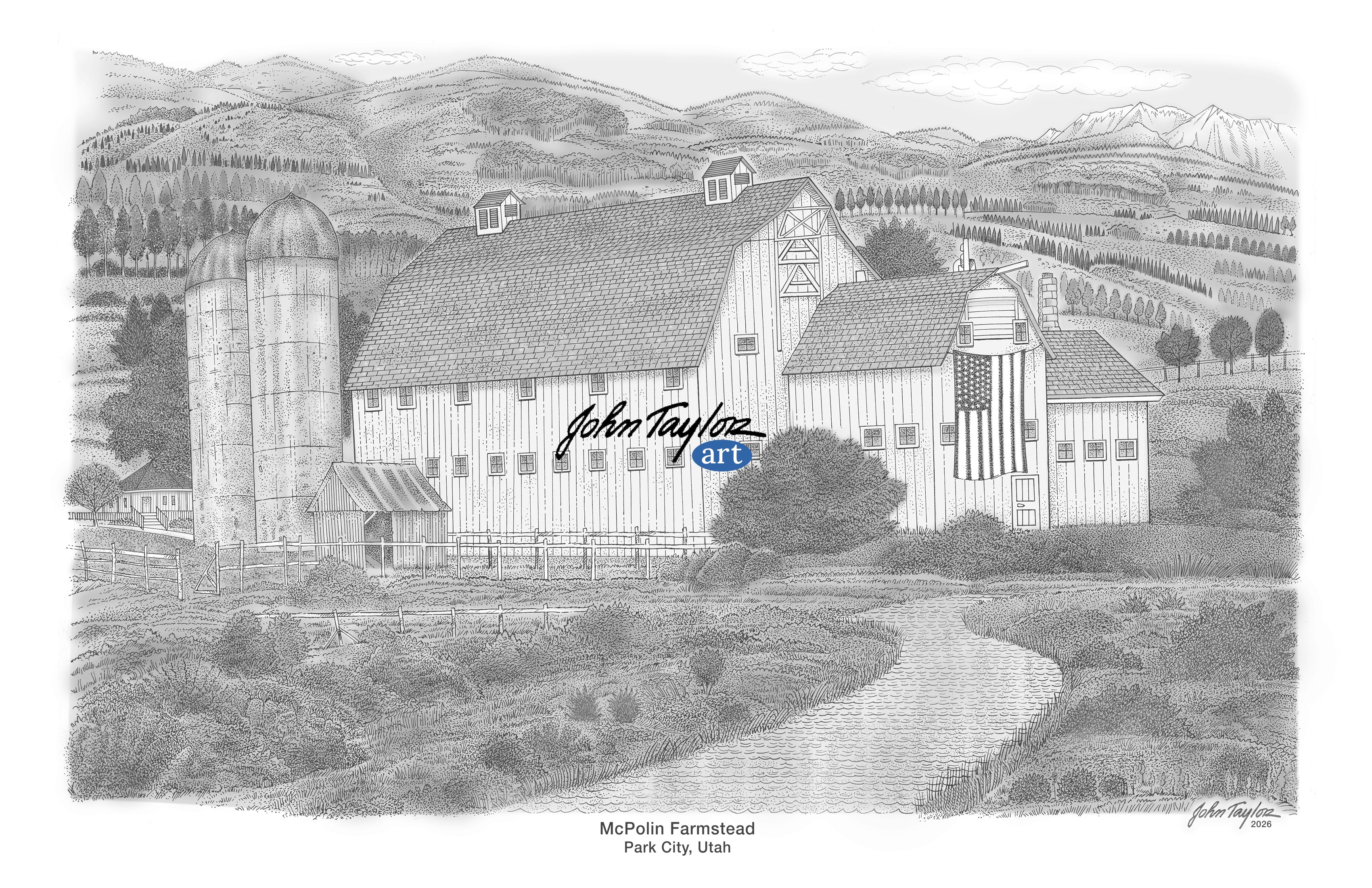 McPolin Farmstead, Park City, Utah - 11x17 - Grayscale - Easy Digital Download!