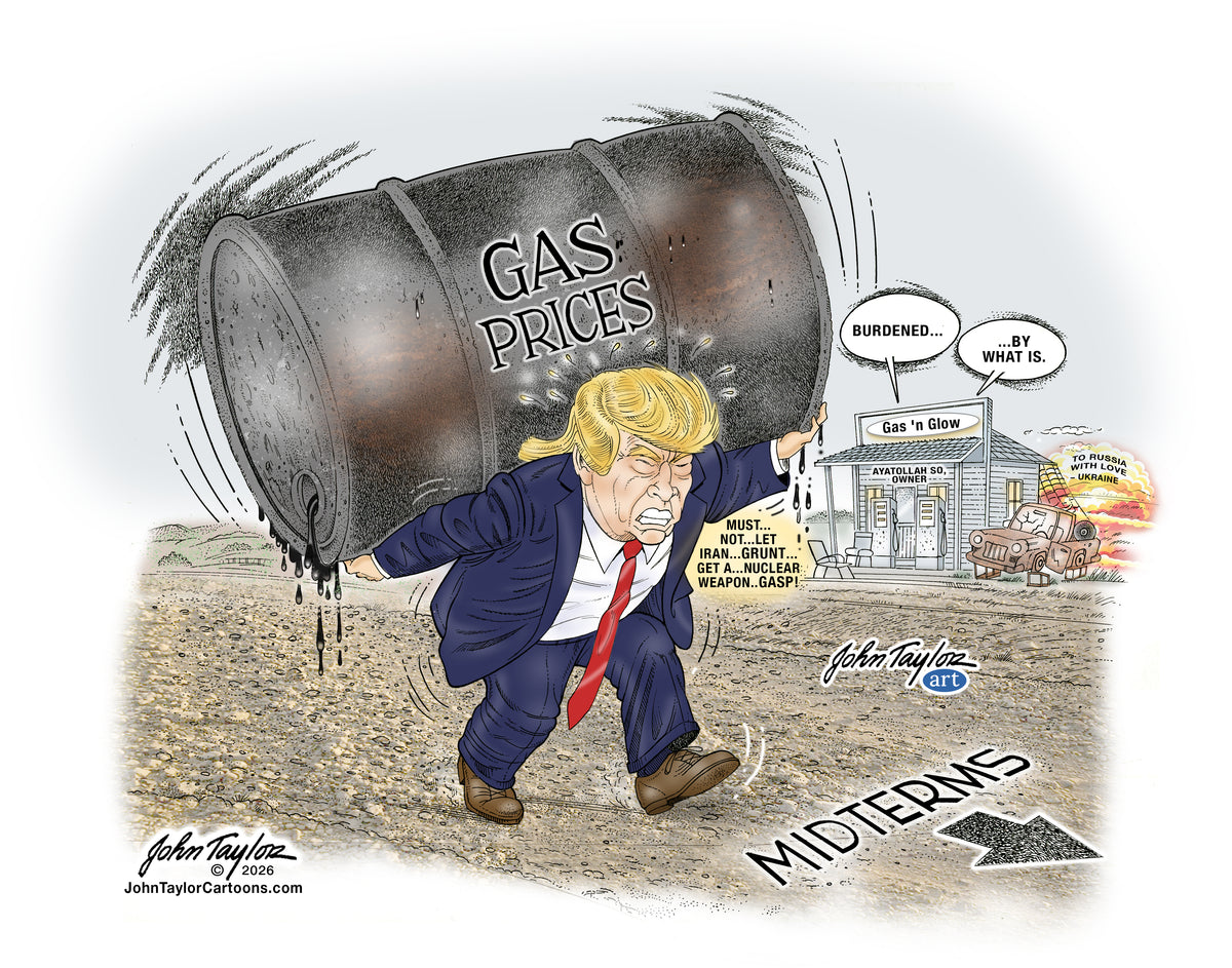 President Trump and High Gas Prices - Editorial Cartoon - 11x14 - Easy Digital Download!